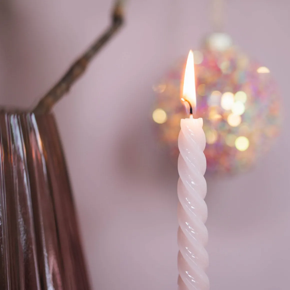 Gedraaide Kaarsen 4 St | Roze | 25 Cm