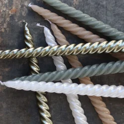 Gedraaide Kaarsen 4 St | Wit Metallic | 25 Cm