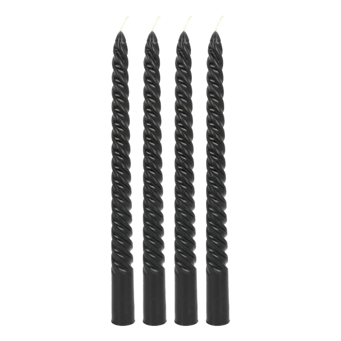 Gedraaide Kaarsen 4 St | Zwart | 25 Cm