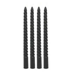 Gedraaide Kaarsen 4 St | Zwart | 25 Cm