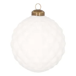 Geometrische Glazen Kerstbal 10 Cm Wit