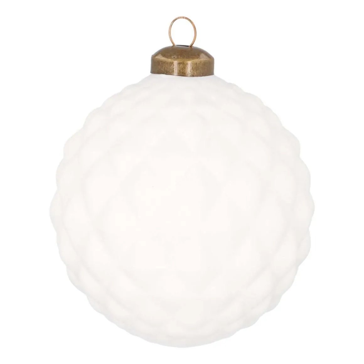 Geometrische Glazen Kerstbal 10 Cm Wit