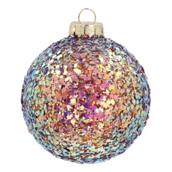 Glazen 'Galaxy' Kerstbal Met Glitters (buitenkant)