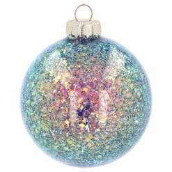 Glazen 'Galaxy' Kerstbal Met Glitters (binnenkant)