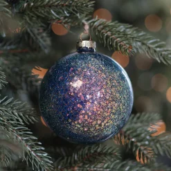 Glazen 'Galaxy' Kerstbal Met Glitters (binnenkant)