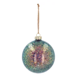 Glazen 'Galaxy' Kerstbal Met Glitters (binnenkant)