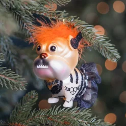 Glazen Hond Kersthanger In Punk Thema