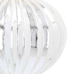 Glazen Kerstbal | Zilver Met Witte Glitters | Ui-vorm | 8 Cm