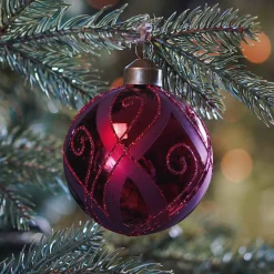 Glazen Kerstbal | Bordeauxrood Met Krul | 8 Cm