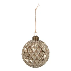 Glazen Kerstbal | Brons Met Ruitjespatroon | 8 Cm