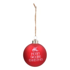 Glazen Kerstbal | 'Merry F*cking Christmas' | Rood | 8 Cm