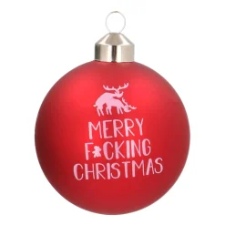 Glazen Kerstbal | 'Merry F*cking Christmas' | Rood | 8 Cm