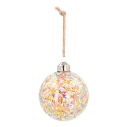 Glazen Kerstbal | Multi Steentjes | 8 Cm