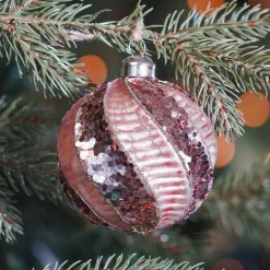 Glazen Kerstbal | Roze Met Swirl | 8 Cm