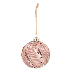 Glazen Kerstbal | Roze Met Swirl | 8 Cm