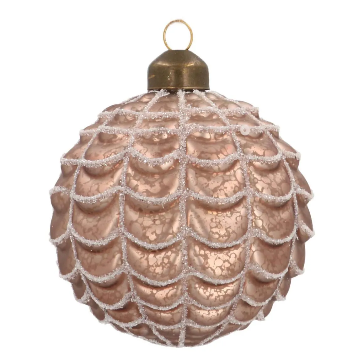 Glazen Kerstbal | Taupe Met Craquelé | 8 Cm