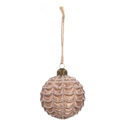 Glazen Kerstbal | Taupe Met Craquelé | 8 Cm