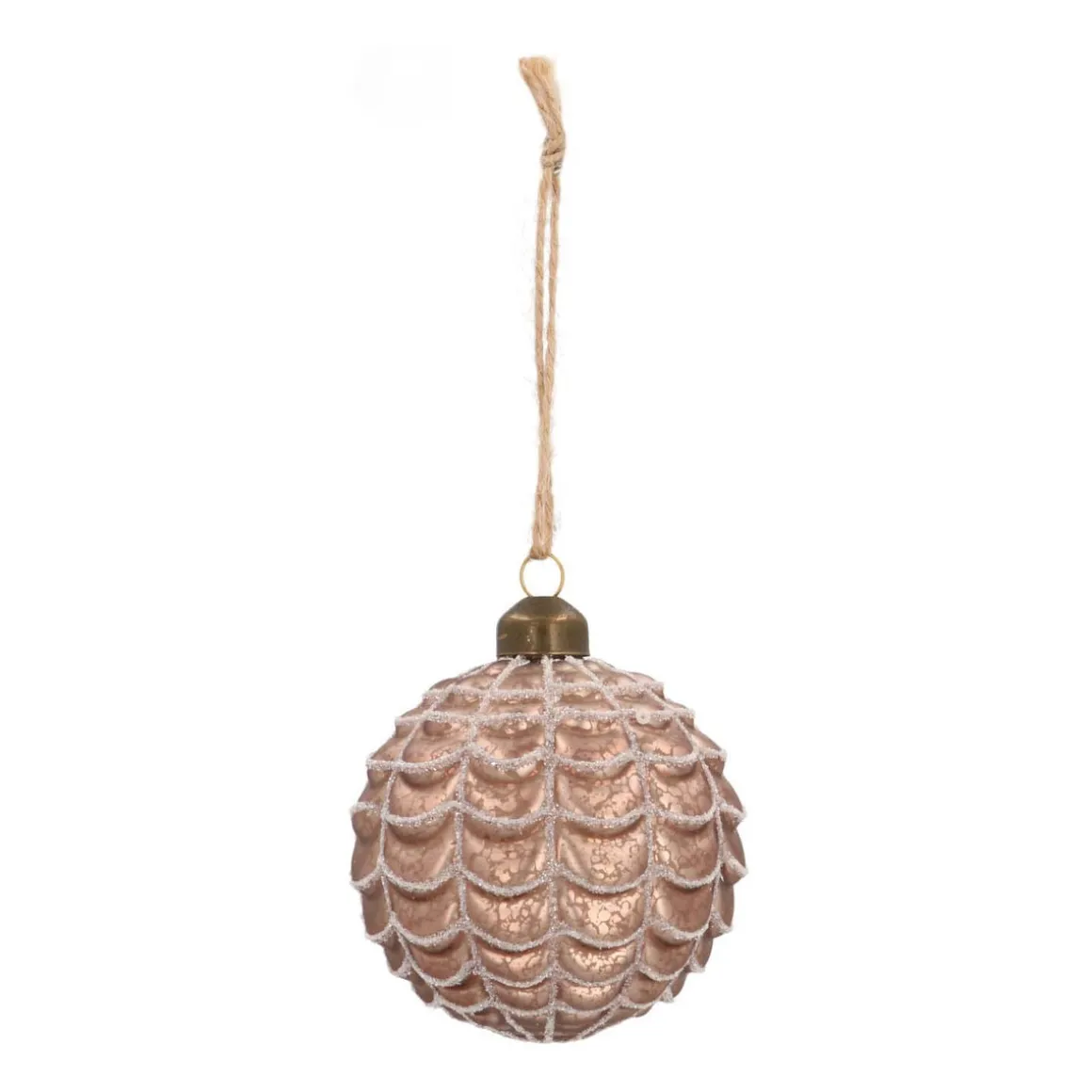 Glazen Kerstbal | Taupe Met Craquelé | 8 Cm