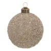 Glazen Kerstbal | Taupe Met Zandstructuur | 8 Cm
