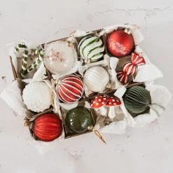 Glazen Kerstbal | Wit | Met Lijnen Relief | 8 Cm