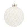 Glazen Kerstbal | Wit Met Ruitjespatroon | 8 Cm