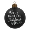 Glazen Kerstbal 'All I Want For Christmas...' | Zwart & Wit