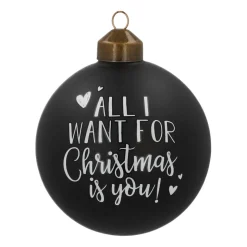 Glazen Kerstbal 'All I Want For Christmas...' | Zwart & Wit