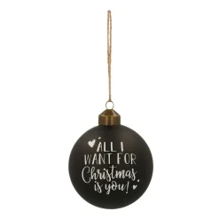 Glazen Kerstbal 'All I Want For Christmas...' | Zwart & Wit