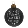 Glazen Kerstbal 'Christmas Calories Don't Count' | Zwart & Wit