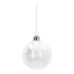 Glazen Kerstbal Gevuld Met Witte Veren | 8 Cm