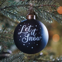 Glazen Kerstbal 'Let It Snow' | Zwart & Wit