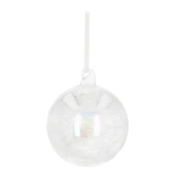 Glazen Kerstbal Met Draad | 8 Cm | Olie-effect | Transparant