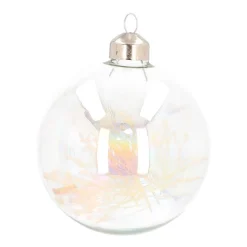 Glazen Kerstbal Met Droogbloemen | Transparant | 8 Cm