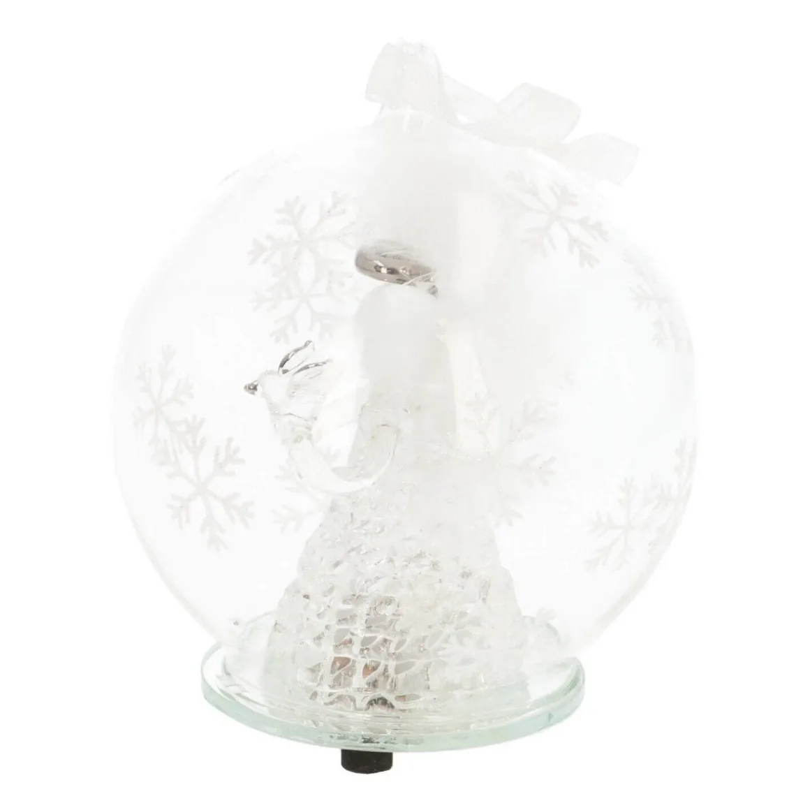 Glazen Kerstbal Met Engel En Duif LED 10 Cm