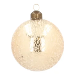 Glazen Kerstbal Met Frost | Lichtgoud | 8 Cm