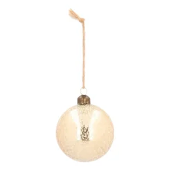 Glazen Kerstbal Met Frost | Lichtgoud | 8 Cm