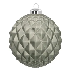 Glazen Kerstbal Met Geometrisch Reliëf | Cottage Green | 10 Cm