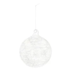 Glazen Kerstbal Met Ijsdraden | Transparant | 8 Cm