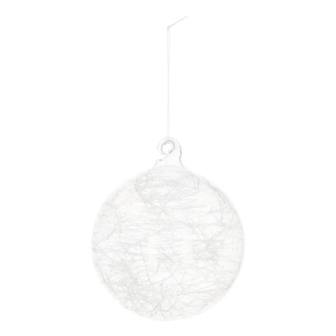 Glazen Kerstbal Met Ijsdraden | Transparant | 8 Cm