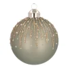 Glazen Kerstbal Met Ijspegels | Cottage Green | 8 Cm