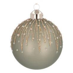 Glazen Kerstbal Met Ijspegels | Cottage Green | 8 Cm
