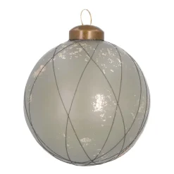 Glazen Kerstbal Met Lijnen | Cottage Green | 8 Cm