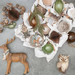 Glazen Kerstbal Met Reliëf | Bruin | 8 Cm