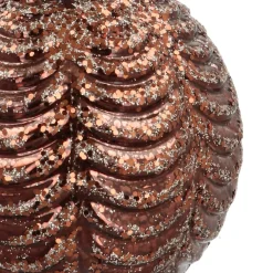 Glazen Kerstbal Met Reliëf | Bruin | 8 Cm