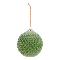 Glazen Kerstbal Met Reliëf | Kerstgroen | 10 Cm