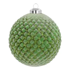 Glazen Kerstbal Met Reliëf | Kerstgroen | 10 Cm