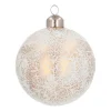 Glazen Kerstbal Met Sneeuwvlok | Antiek-look | Wit En Goud | 8 Cm