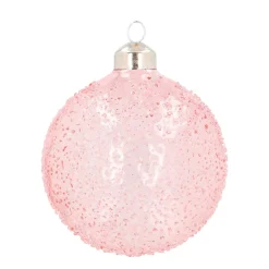 Glazen Kerstbal Met Spikkels | Roze | Transparant | 8 Cm