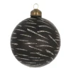 Glazen Kerstbal Met Streepjes | Zwart | 8 Cm