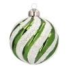 Glazen Kerstbal Met Swirl | Groen-wit | 8 Cm